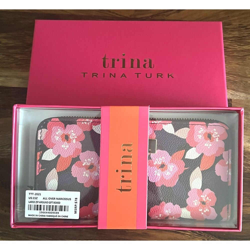 Trina Turk All Over Narcissus Large Zip Around Wallet